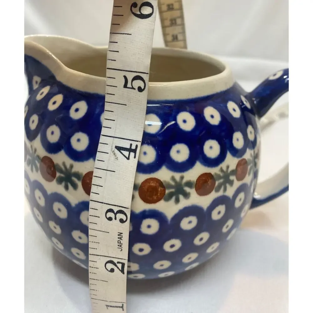 BOLESLAWIEC Polish Pottery - 24 oz Round Pitcher w/Mosquito Pattern